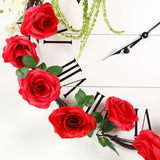 6ft | Red Artificial Silk Rose Hanging Flower Garland, Faux Vine