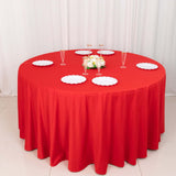 120inch Red Premium Scuba Wrinkle Free Round Tablecloth, Seamless Scuba Polyester Tablecloth