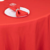 120inch Red 200 GSM Seamless Premium Polyester Round Tablecloth