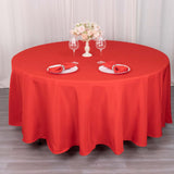 108" Red Premium Polyester Round Tablecloth - 220GSM