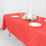 60"x102" Red Accordion Crinkle Taffeta Rectangle Tablecloth