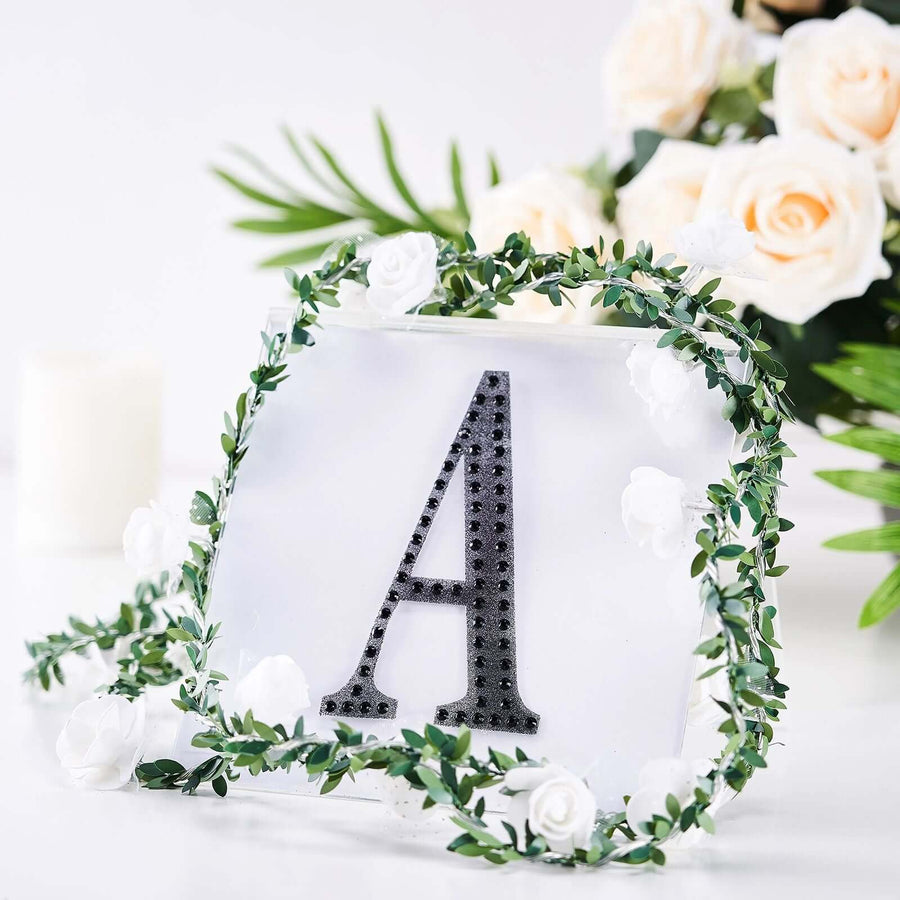 6inch Black Decorative Rhinestone Alphabet Letter Stickers DIY Crafts - A