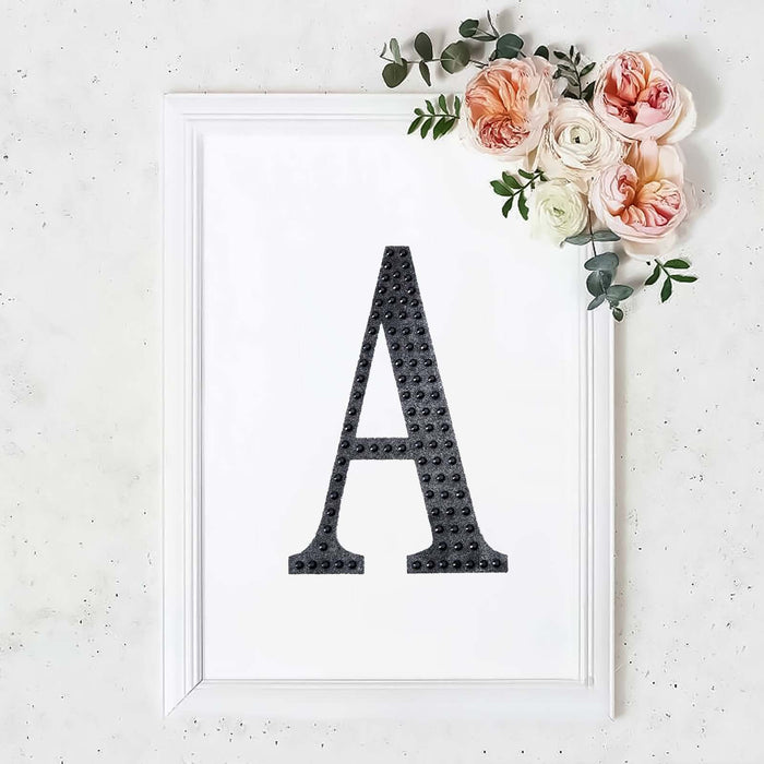 8 inch Black Decorative Rhinestone Alphabet Letter Stickers DIY Crafts - A