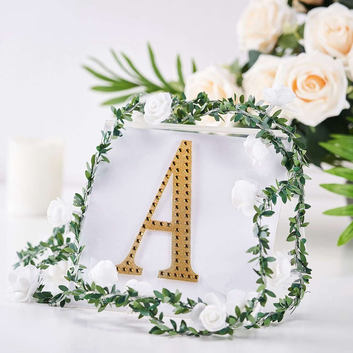 6inches Gold Decorative Rhinestone Alphabet Letter Stickers DIY Crafts - A