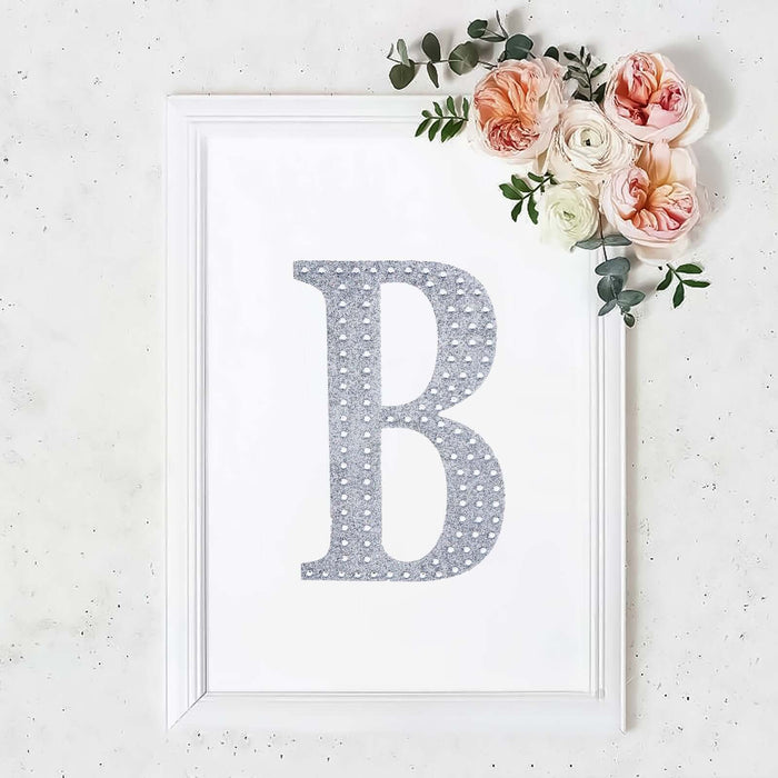 8 Inch Silver Decorative Rhinestone Alphabet Letter Stickers DIY Crafts - B