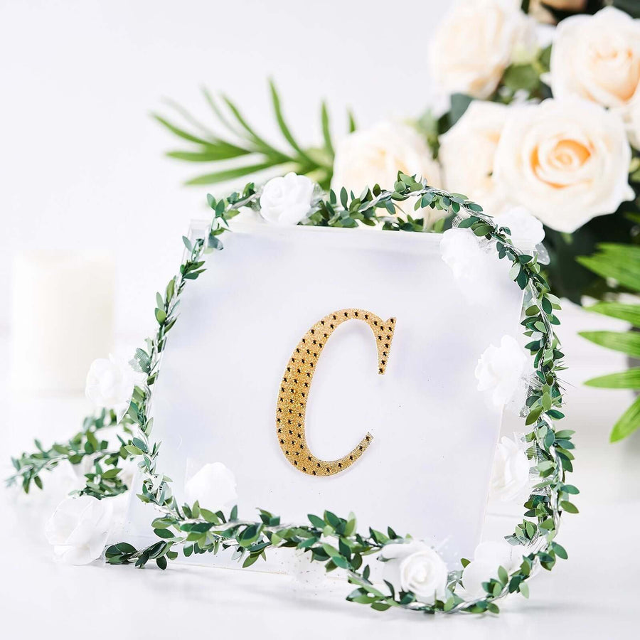 4inch Gold Decorative Rhinestone Alphabet Letter Stickers DIY Crafts - C