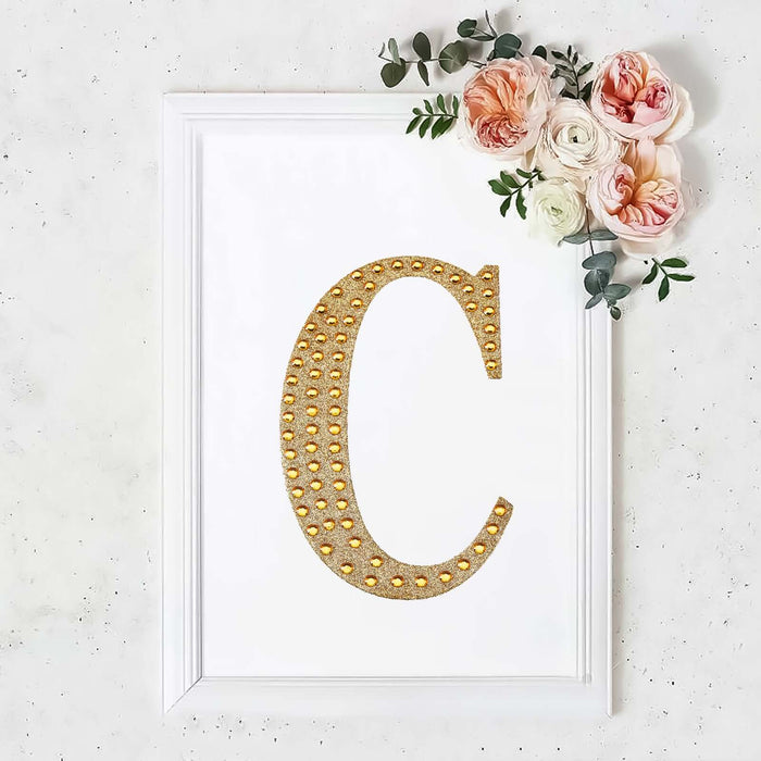 8inch Gold Decorative Rhinestone Alphabet Letter Stickers DIY Crafts - C