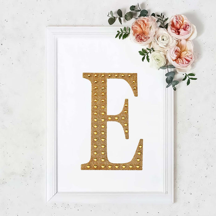 8inch Gold Decorative Rhinestone Alphabet Letter Stickers DIY Crafts - E