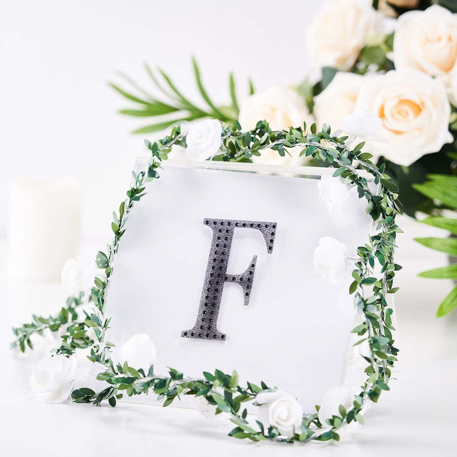 4inch Black Decorative Rhinestone Alphabet Letter Stickers DIY Crafts - F