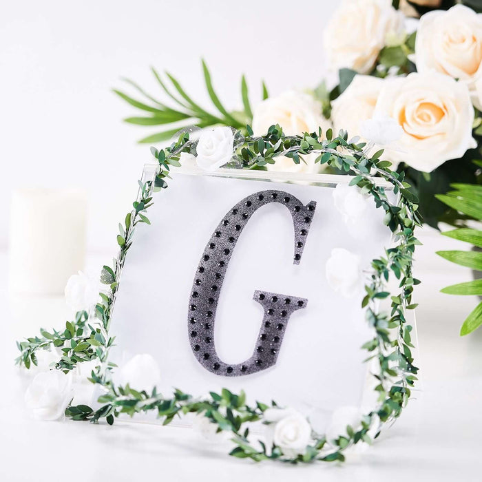 6inch Black Decorative Rhinestone Alphabet Letter Stickers DIY Crafts - G