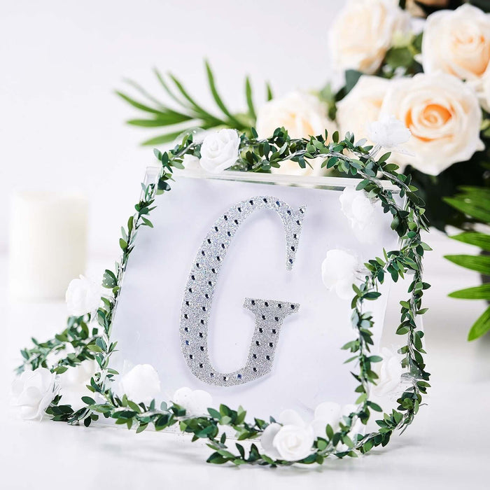 6 inch Silver Decorative Rhinestone Alphabet Letter Stickers DIY Crafts - G