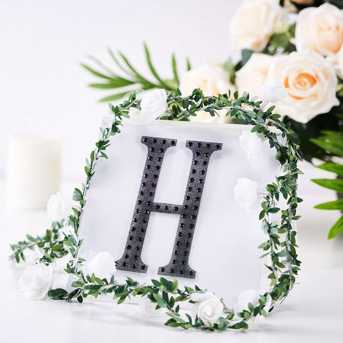 6inch Black Decorative Rhinestone Alphabet Letter Stickers DIY Crafts - H