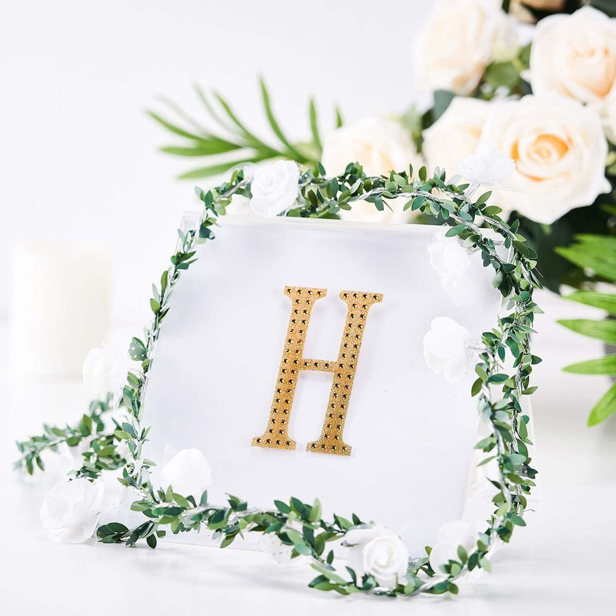 4inch Gold Decorative Rhinestone Alphabet Letter Stickers DIY Crafts - H