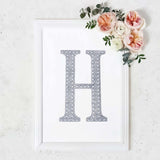 8 Inch Silver Decorative Rhinestone Alphabet Letter Stickers DIY Crafts - H