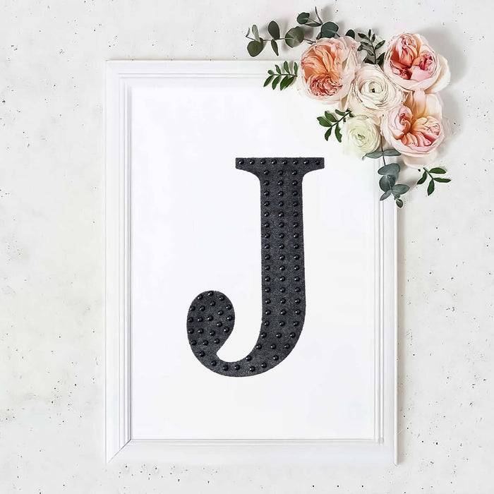 8inch Black Decorative Rhinestone Alphabet Letter Stickers DIY Crafts - J