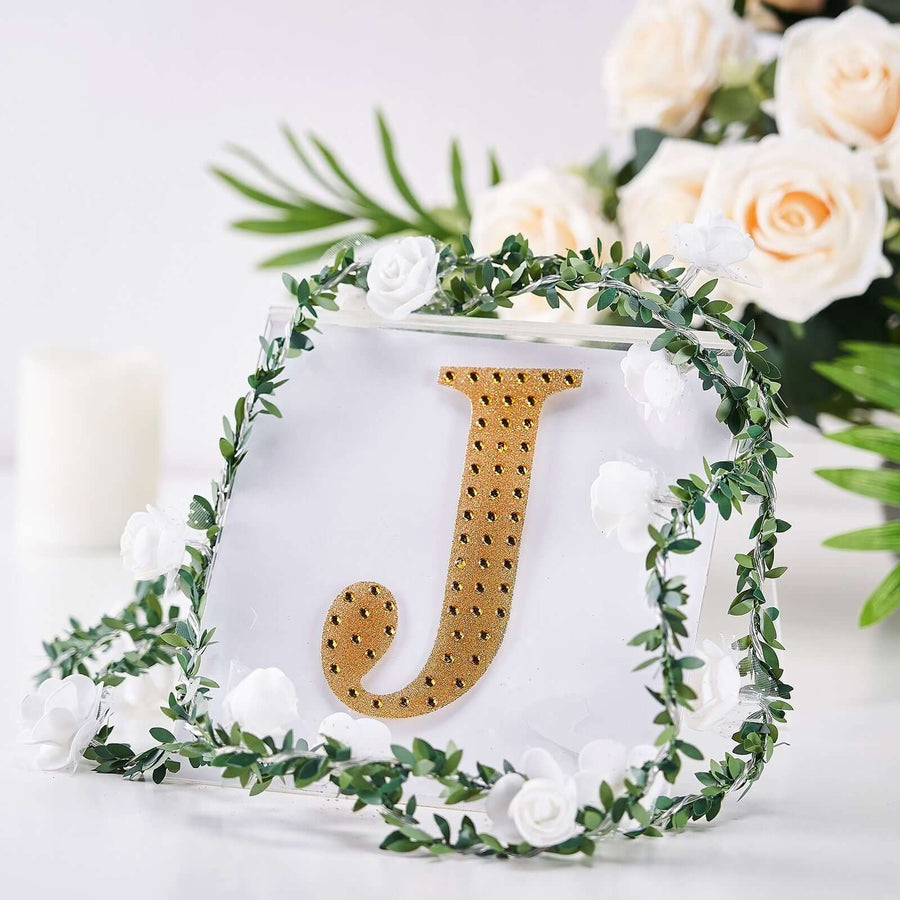 6 inch Gold Decorative Rhinestone Alphabet Letter Stickers DIY Crafts - J