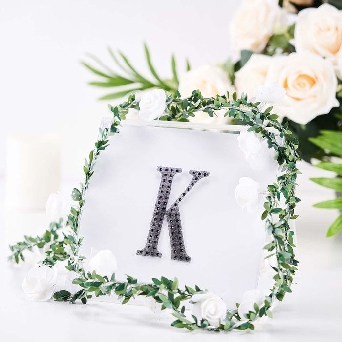 4inch Black Decorative Rhinestone Alphabet Letter Stickers DIY Crafts - K