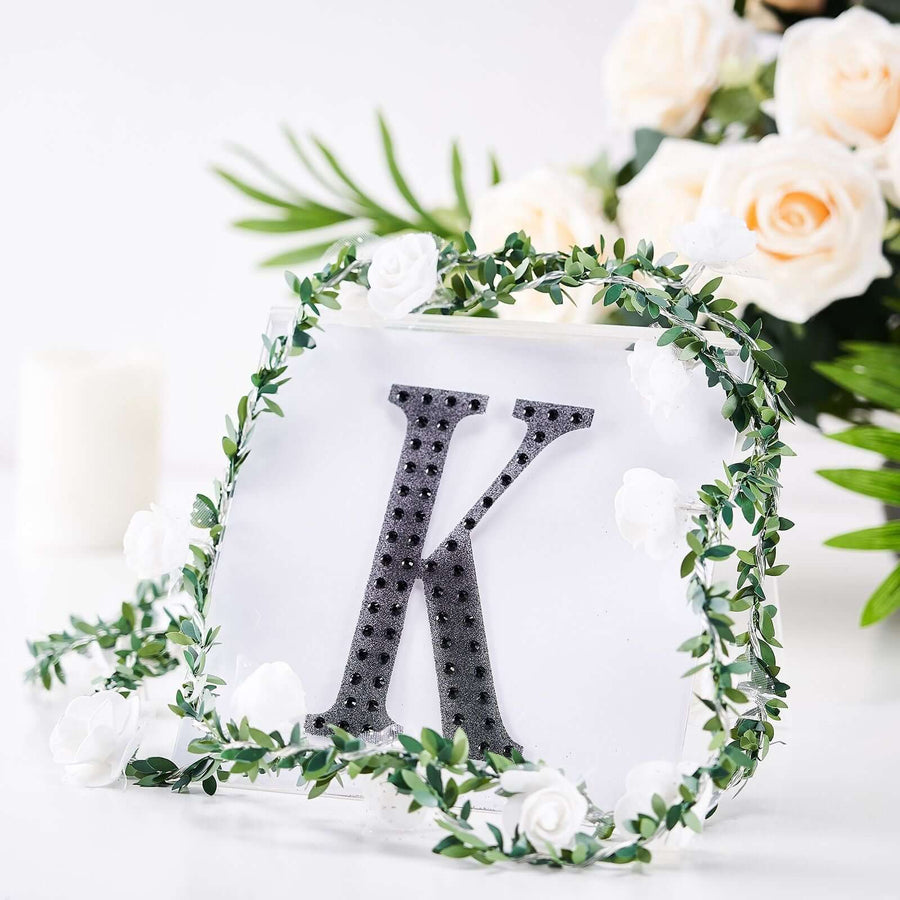 6inch Black Decorative Rhinestone Alphabet Letter Stickers DIY Crafts - K