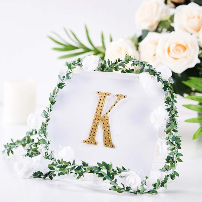 4inch Gold Decorative Rhinestone Alphabet Letter Stickers DIY Crafts - K