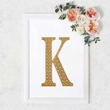 8inch Gold Decorative Rhinestone Alphabet Letter Stickers DIY Crafts - K