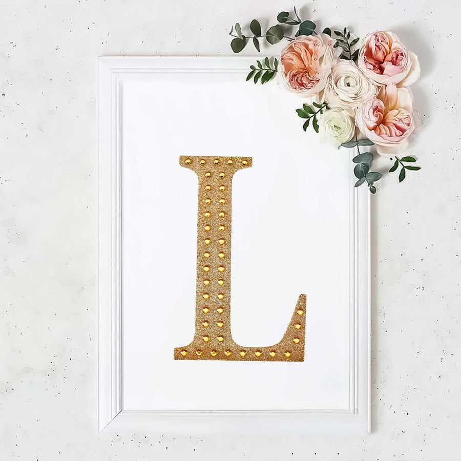 8inch Gold Decorative Rhinestone Alphabet Letter Stickers DIY Crafts - L