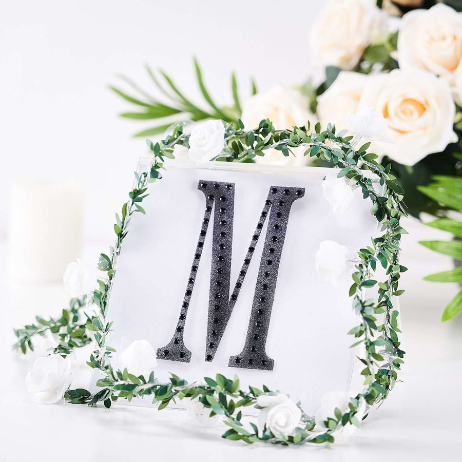 6 inch Black Decorative Rhinestone Alphabet Letter Stickers DIY Crafts - M