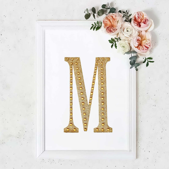 8inch Gold Decorative Rhinestone Alphabet Letter Stickers DIY Crafts - M