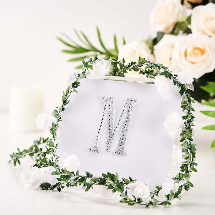 4Inch Silver Decorative Rhinestone Alphabet Letter Stickers DIY Crafts - M