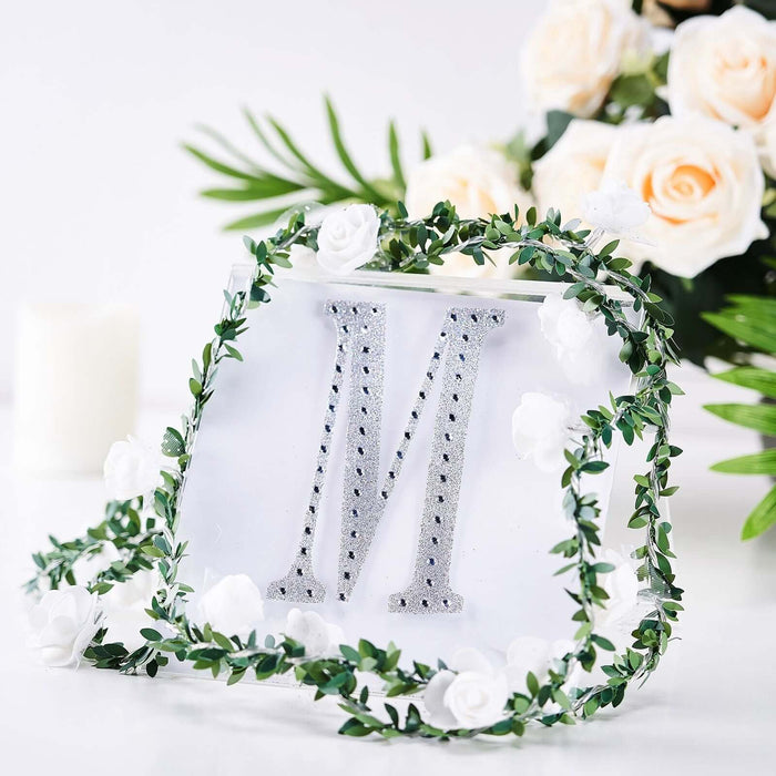 6 inch Silver Decorative Rhinestone Alphabet Letter Stickers DIY Crafts - M