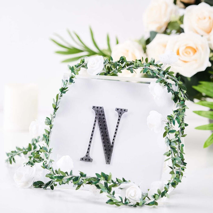 4inch Black Decorative Rhinestone Alphabet Letter Stickers DIY Crafts - N