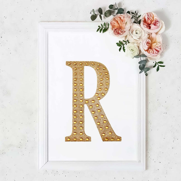 8inch Gold Decorative Rhinestone Alphabet Letter Stickers DIY Crafts - R