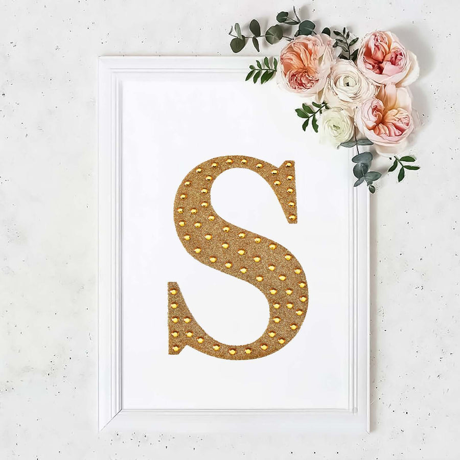 8inch Gold Decorative Rhinestone Alphabet Letter Stickers DIY Crafts - S