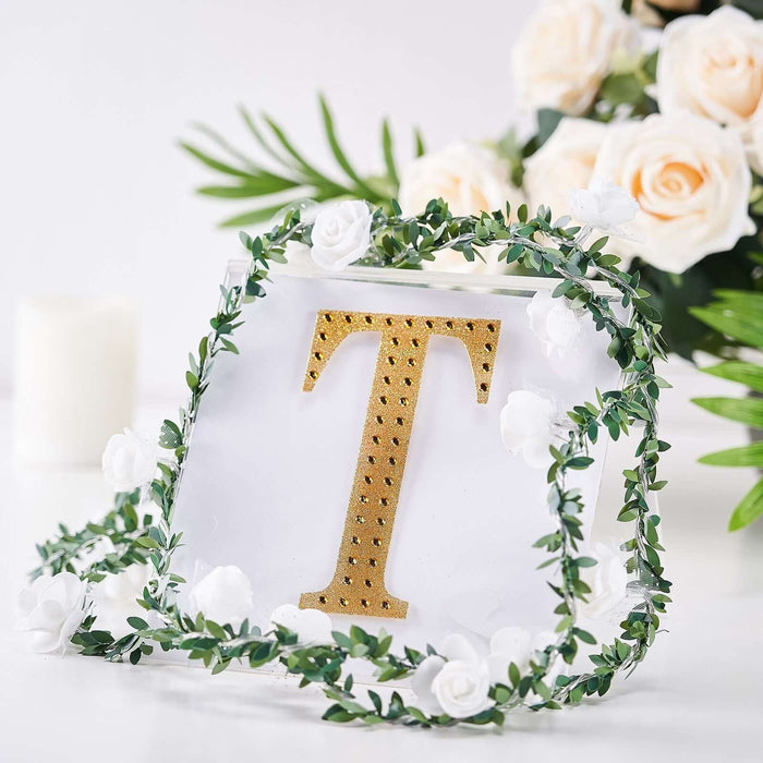 6 inch Gold Decorative Rhinestone Alphabet Letter Stickers DIY Crafts - T