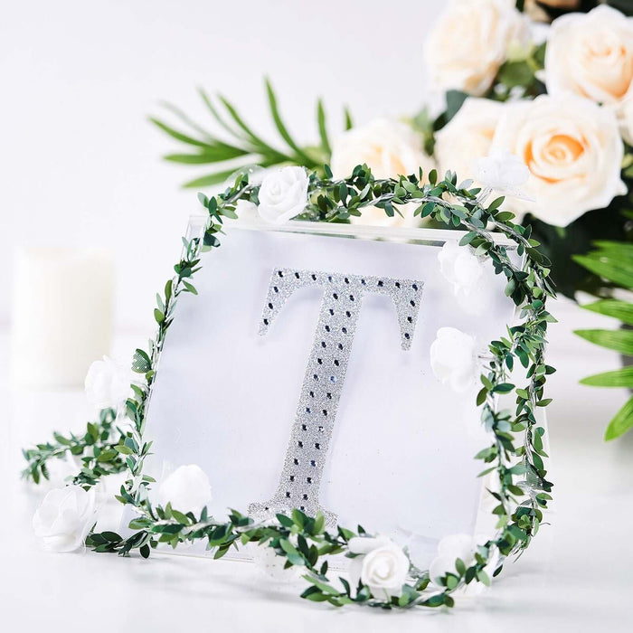 6 inch Silver Decorative Rhinestone Alphabet Letter Stickers DIY Crafts - T