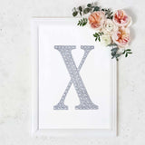 8 Inch Silver Decorative Rhinestone Alphabet Letter Stickers DIY Crafts - X