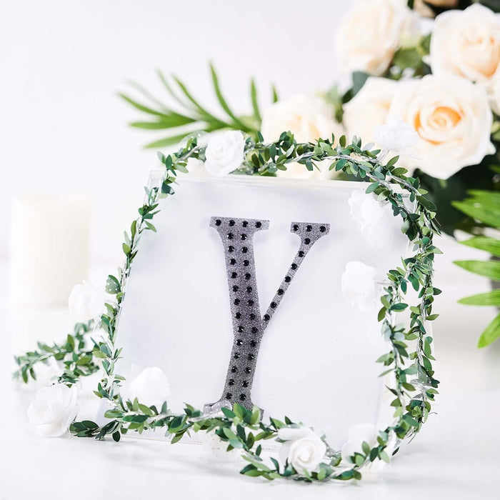 6inch Black Decorative Rhinestone Alphabet Letter Stickers DIY Crafts - Y