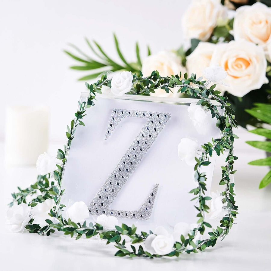 6 inch Silver Decorative Rhinestone Alphabet Letter Stickers DIY Crafts - Z