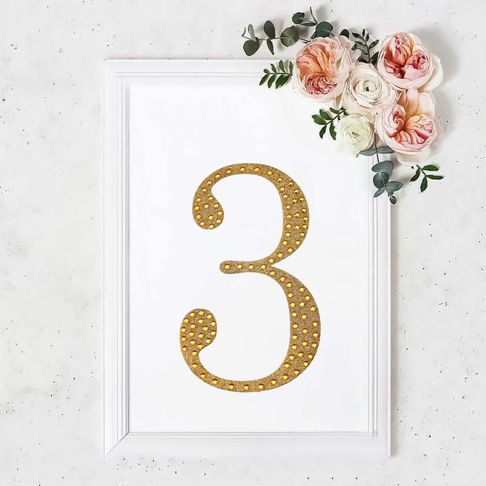 8 Inch | Gold Decorative Rhinestone Number Stickers DIY Crafts - 3