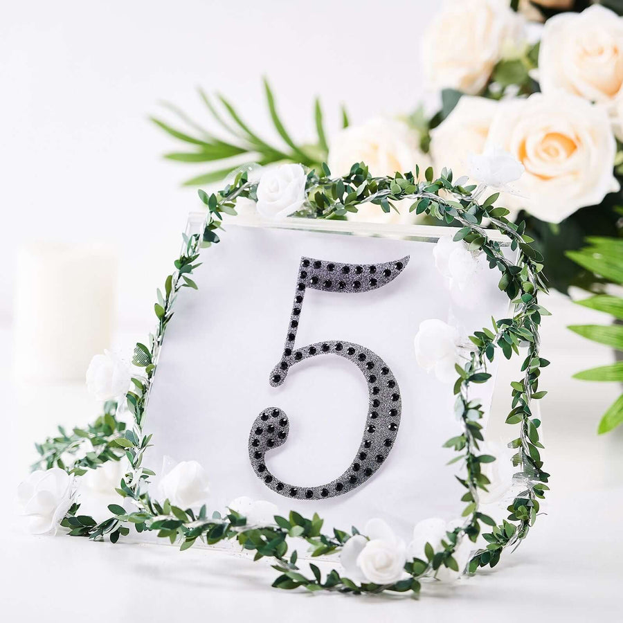 6inch Black Decorative Rhinestone Number Stickers DIY Crafts - 5