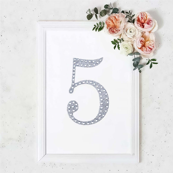 8 Inch Silver Decorative Rhinestone Number Stickers DIY Crafts - 5