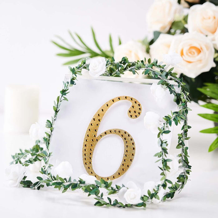 6 inch Gold Decorative Rhinestone Number Stickers DIY Crafts - 6