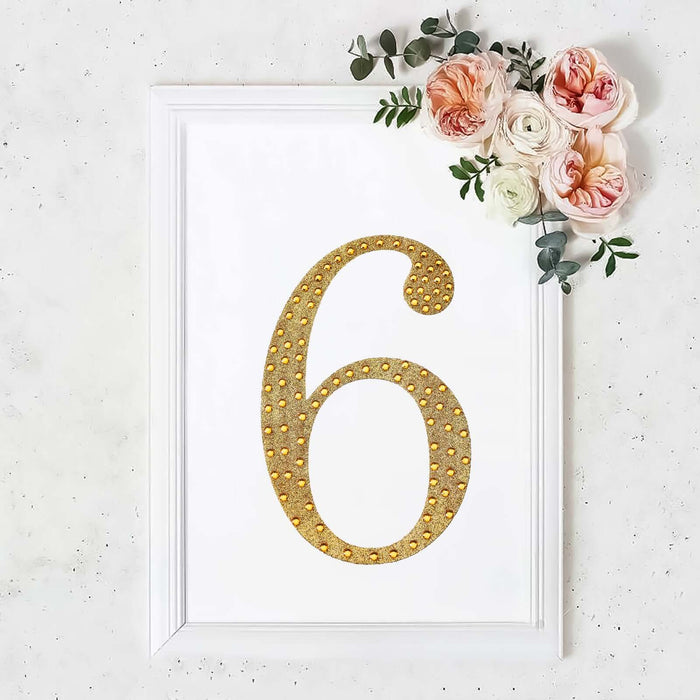 8inch Gold Decorative Rhinestone Number Stickers DIY Crafts - 6