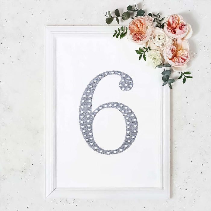 8 Inch Silver Decorative Rhinestone Number Stickers DIY Crafts - 6