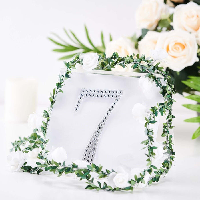 6 inch Silver Decorative Rhinestone Number Stickers DIY Crafts - 7