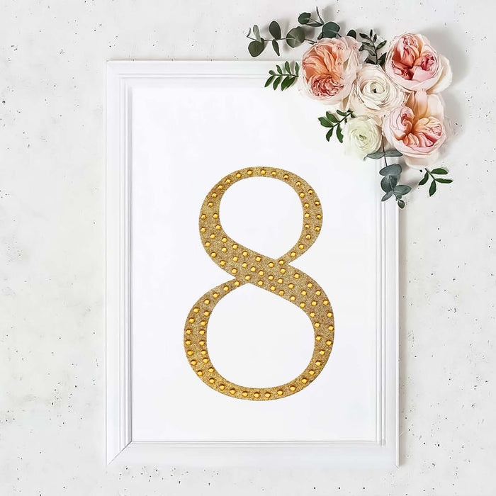 8inch Gold Decorative Rhinestone Number Stickers DIY Crafts - 8