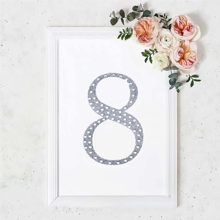 8 Inch Silver Decorative Rhinestone Number Stickers DIY Crafts - 8