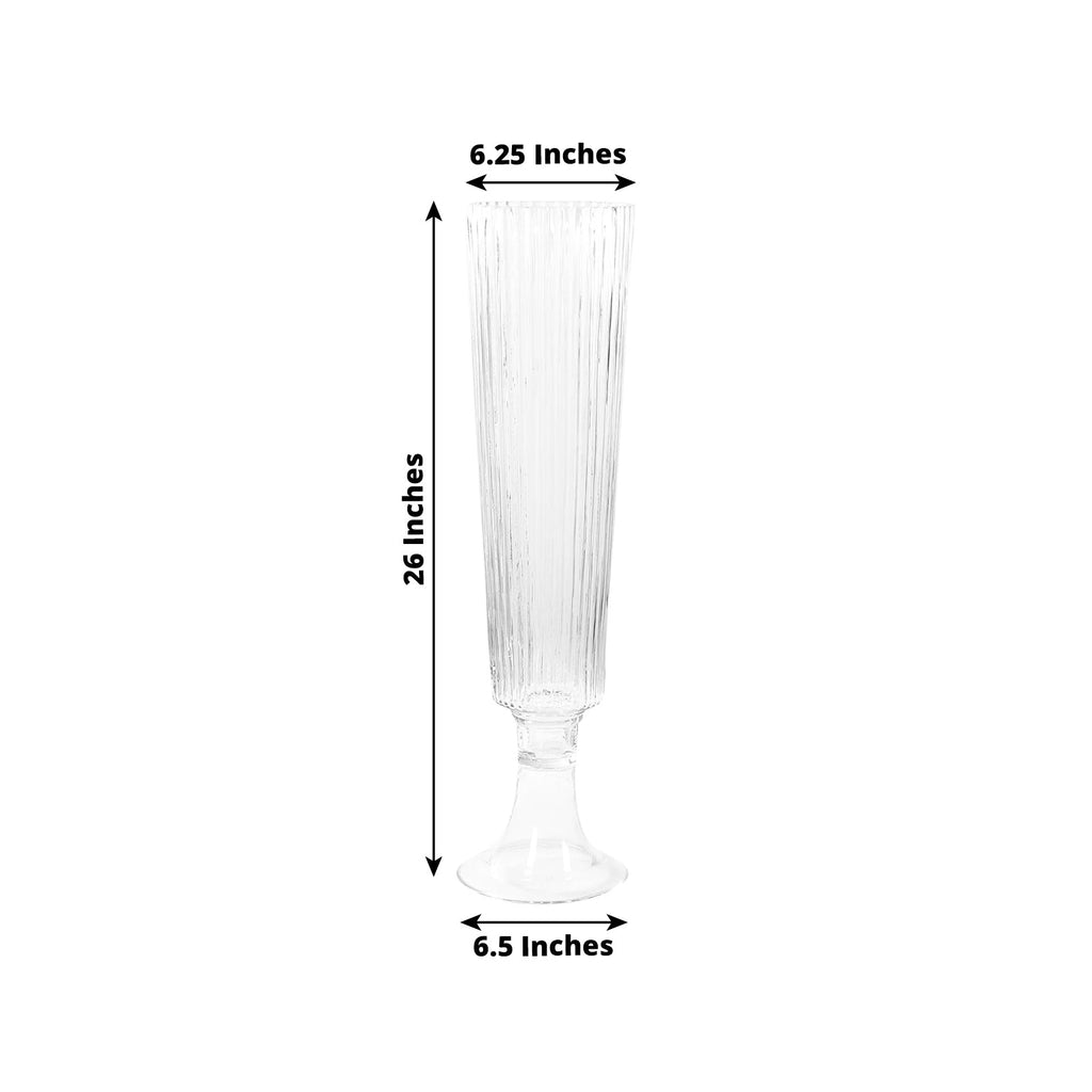 Ribbed Glass Trumpet Vases Clear 26