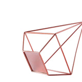 Blush / Rose Gold Pyramid Shaped Tealight Candle Holders, Open Frame Metal Geometric Flower Stand