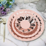 Geometric Metallic Rose Gold Foil Large Charger Paper Plates, Disposable Serving Party Plates