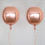 2 Pack | 14" Rose Gold Orbz Foil Balloons, 4D Sphere Mylar Balloons